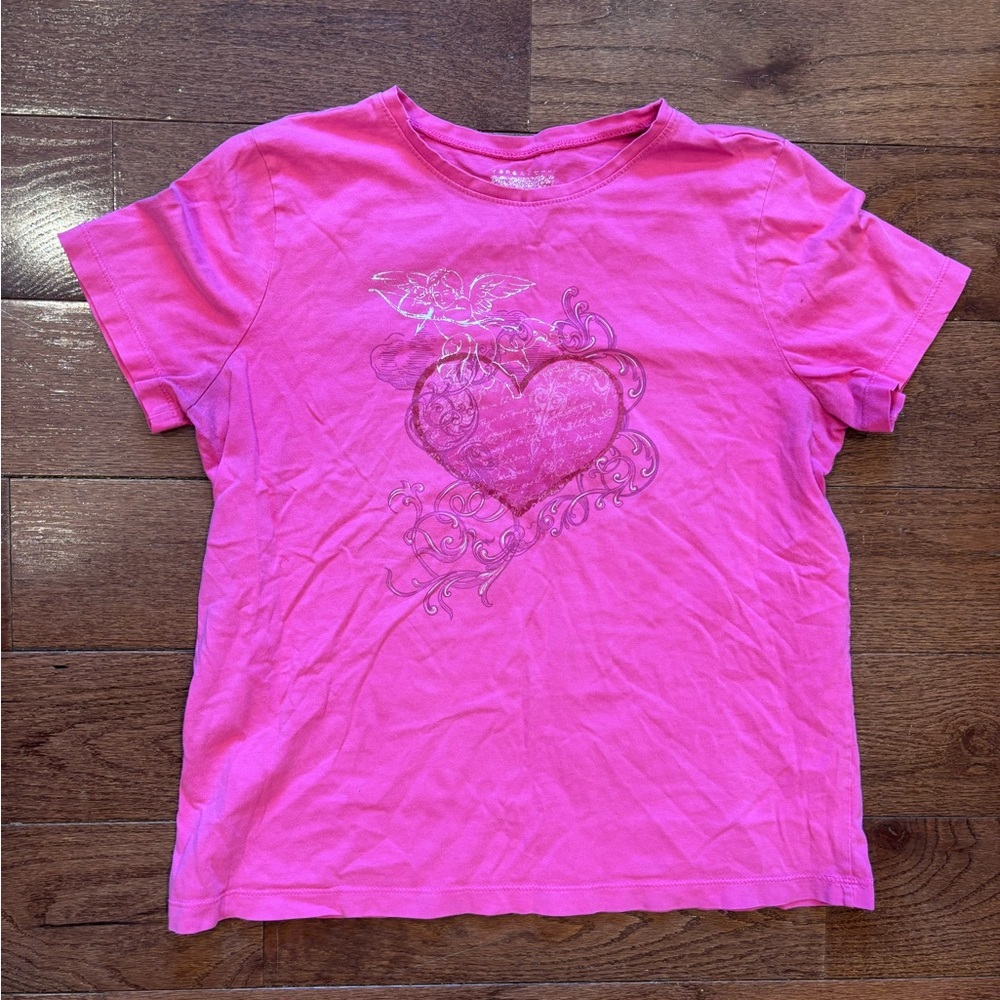 Pink Angel Heart Graphic Tee